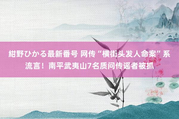 紺野ひかる最新番号 网传“横街头发人命案”系流言！南平武夷山7名质问传谣者被抓