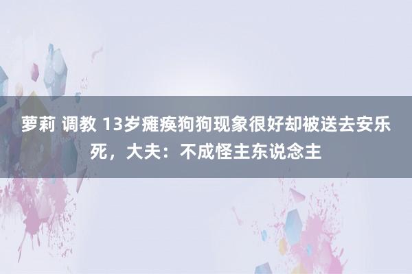 萝莉 调教 13岁瘫痪狗狗现象很好却被送去安乐死，大夫：不成怪主东说念主