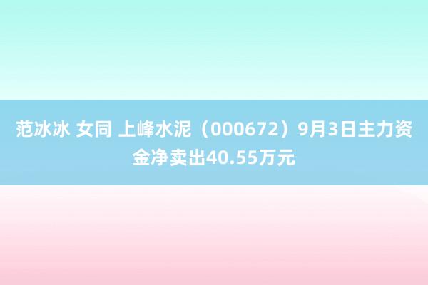 范冰冰 女同 上峰水泥（000672）9月3日主力资金净卖出40.55万元